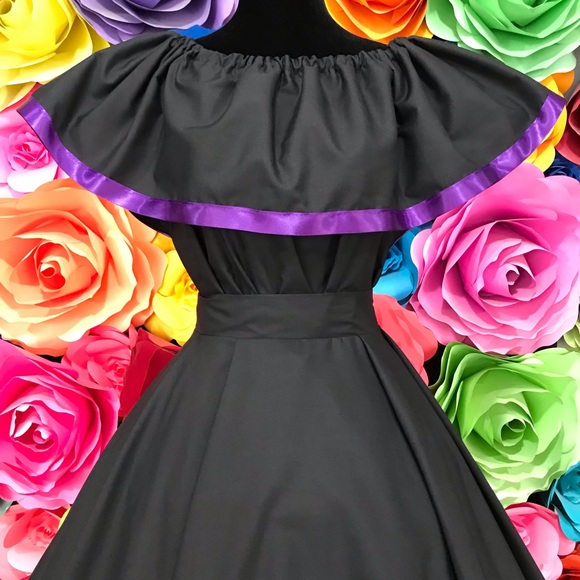 Mexican black skirt with top handmade beautiful -Frida Khalo style- woman’s - Picture 3 of 5